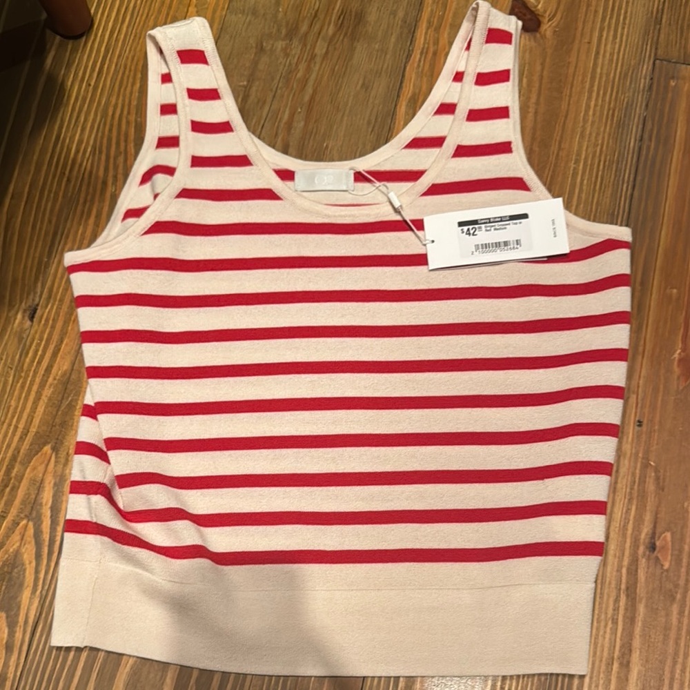 NWT Striped Red and Cream Women's Tank Top
